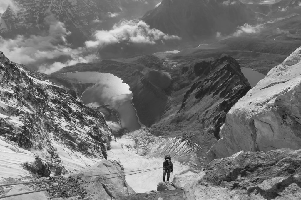 Alpinist Lise Billon climbing in Patagonia.