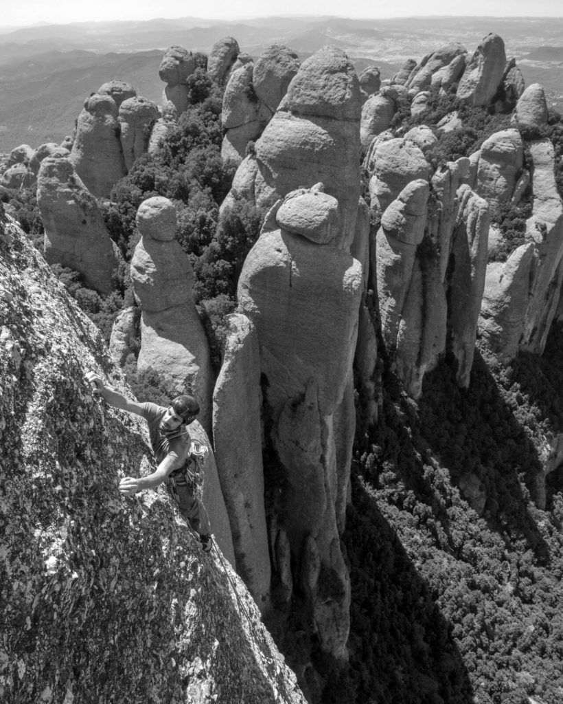 Uri Maraver rock climbing at Montserrat, Catalunya, Spain