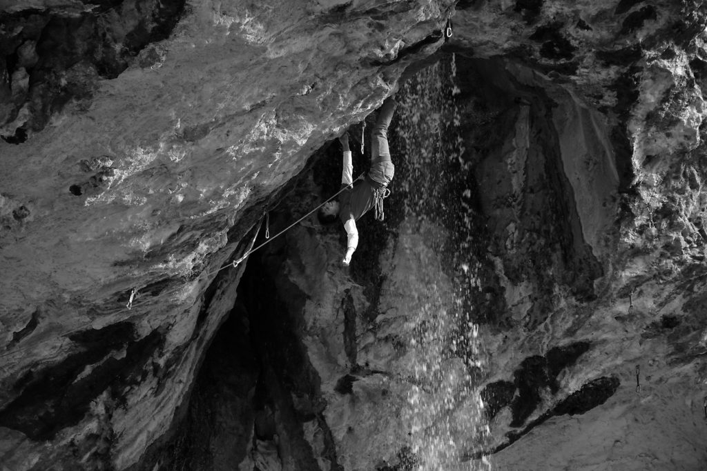 Klemen Bečan rock climbing in Croatia.