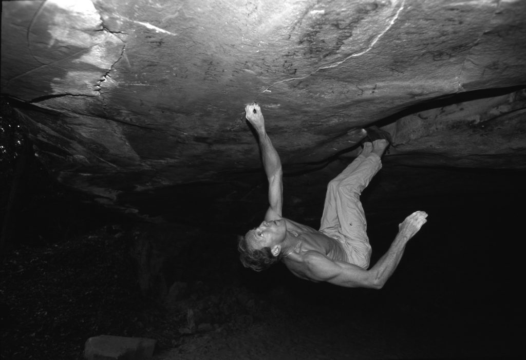 Jacky Godoffe bouldering Fontainebleau, France