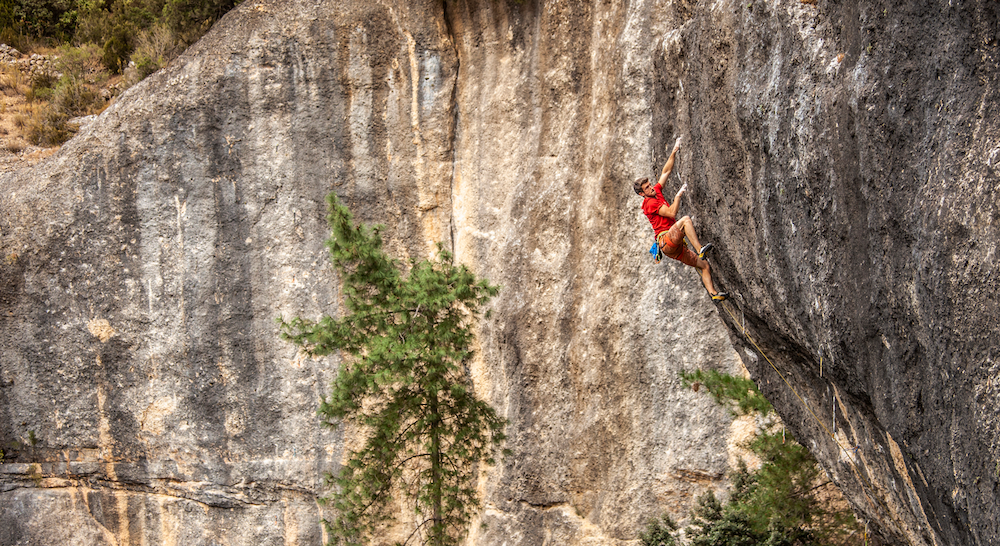 Tom Bolger rock climbing in Margalef